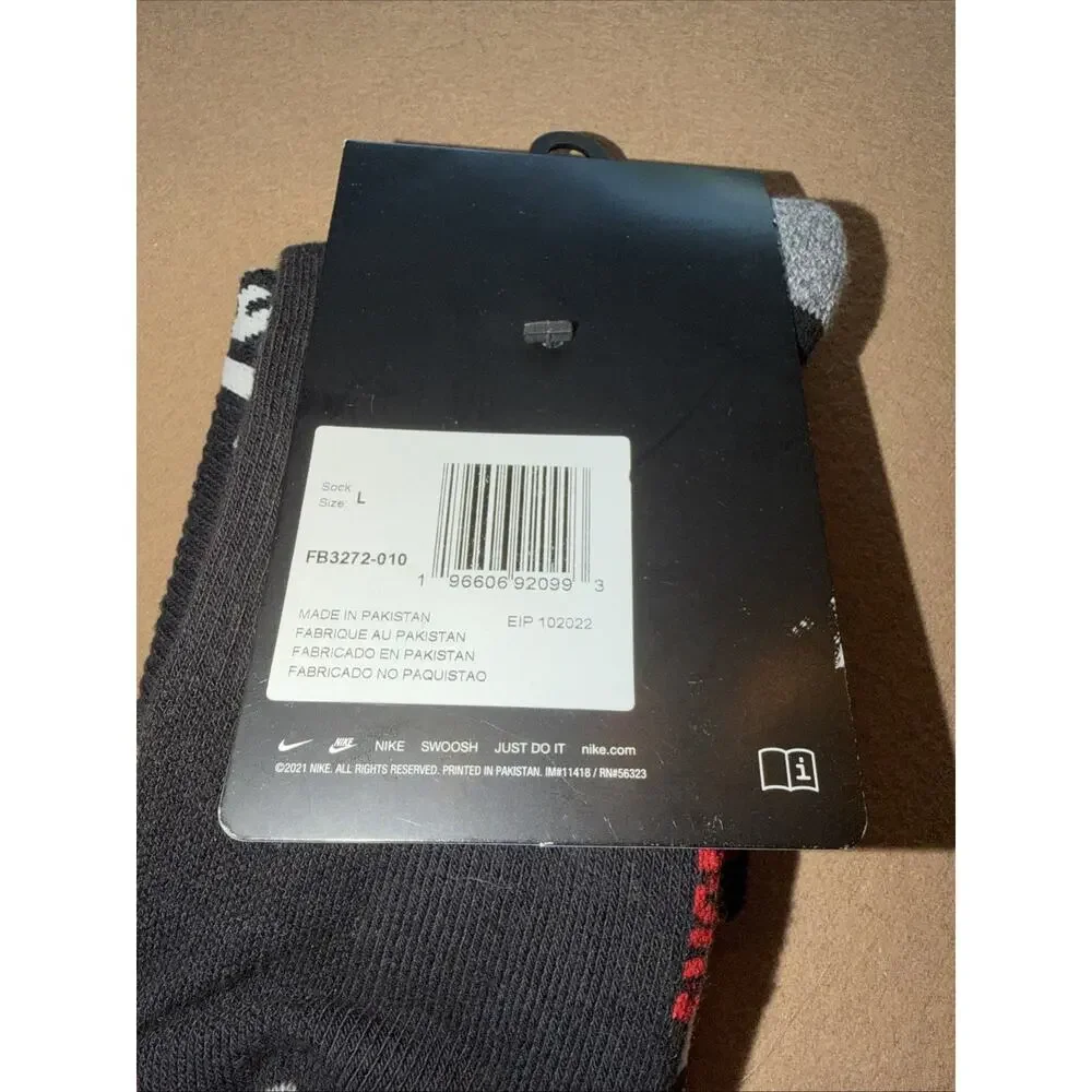 Nike Everyday Plus Cushioned Crew Socks - FB3272 010 - Blk - Mens Large